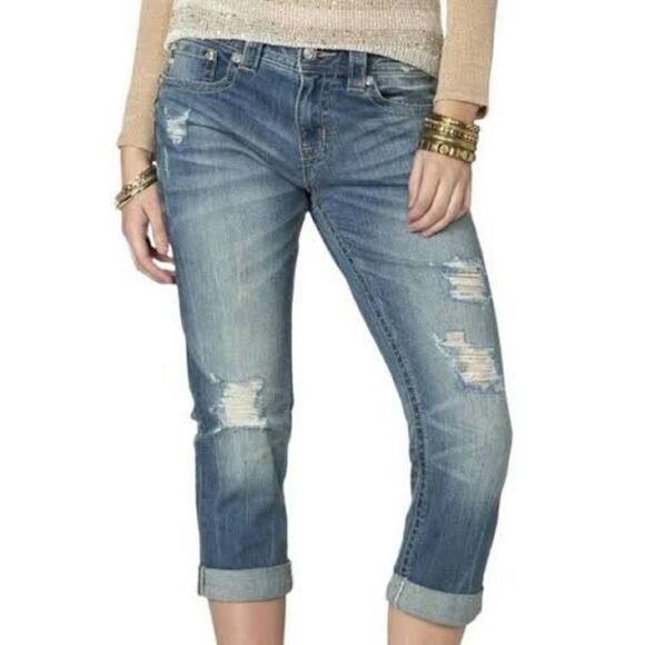 Miss me distressed size 26 Relaxed Boyfriend jeans Capri - Picture 1 of 4